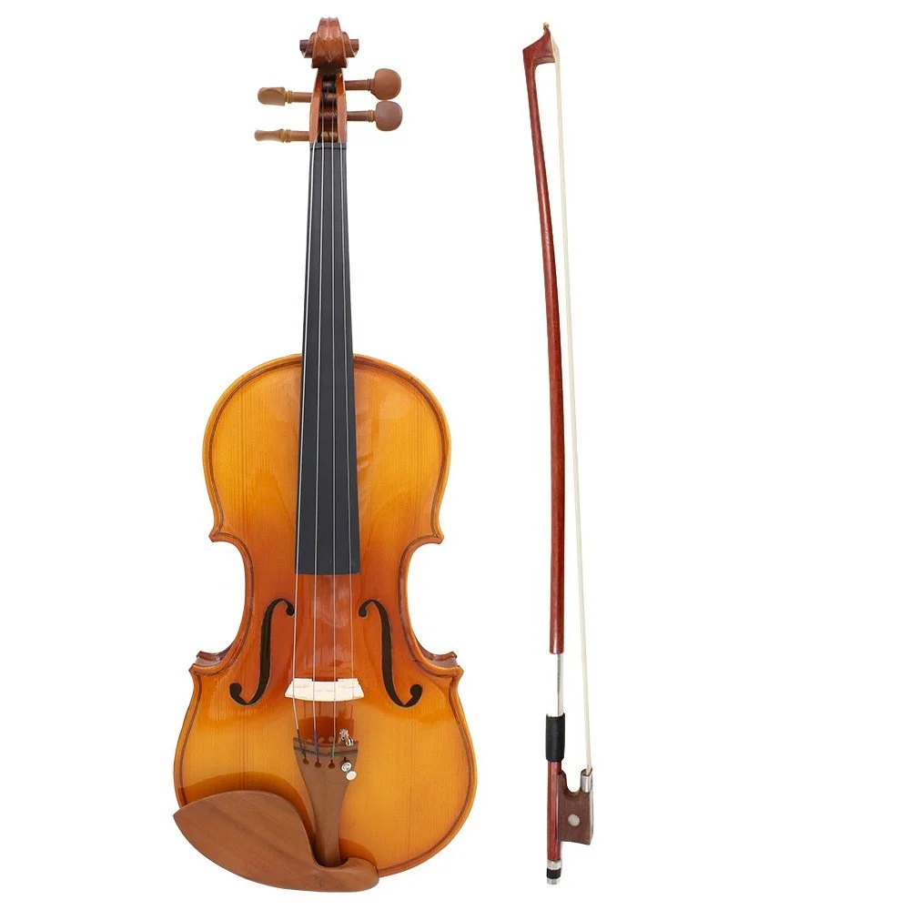 4/4 3/4 1/2 1/4 1/8 Solidwood Student Violin Solid Wood Acoustic Violin Violino Flamed Like Maple Back Free Brazilwood Bow &Case