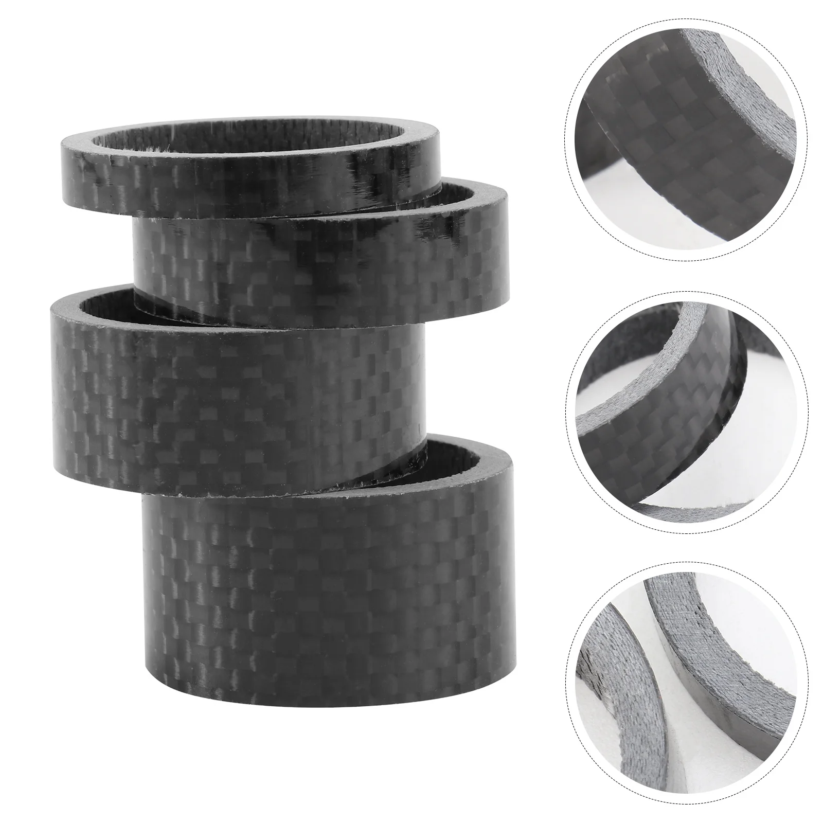 

4Pcs Carbon Fiber Headset Spacers Set 5 10 15 20Mm Black Lightweight Bike Stem Spacer for 28.6mm Handlebar Height Adjustment