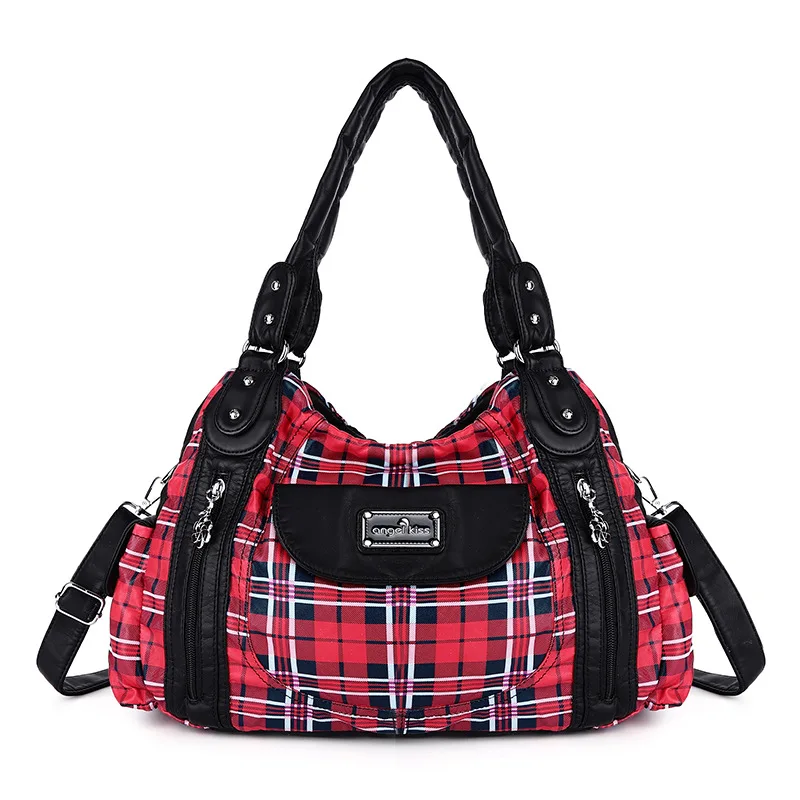 Angelkiss Fashion Women Hand Bag Designers Luxury Handbags Women Plaid Shoulder Bags Female Top-handle Bags Large Purse Hobos