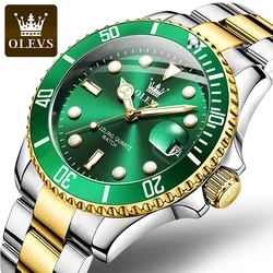 OLEVS Men Watch Diver Green Waterproof Watch for Men Stainless Steel Quartz Men Luxury Watch Luminous