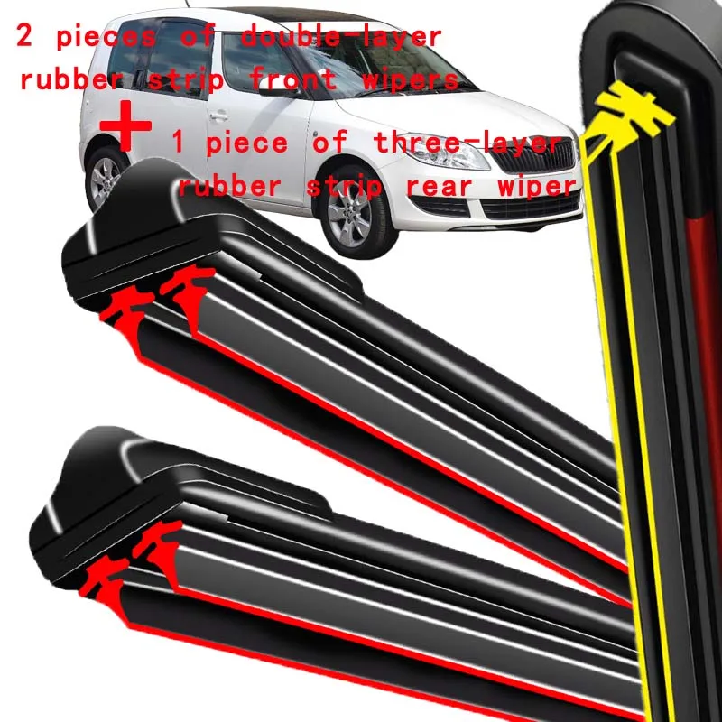 

For Skoda Roomster 2006-2013 2007 2008 2009 2010 Wiper Front&Rear Wiper Blades Windshield Windscreen Window 21"+21"+13"