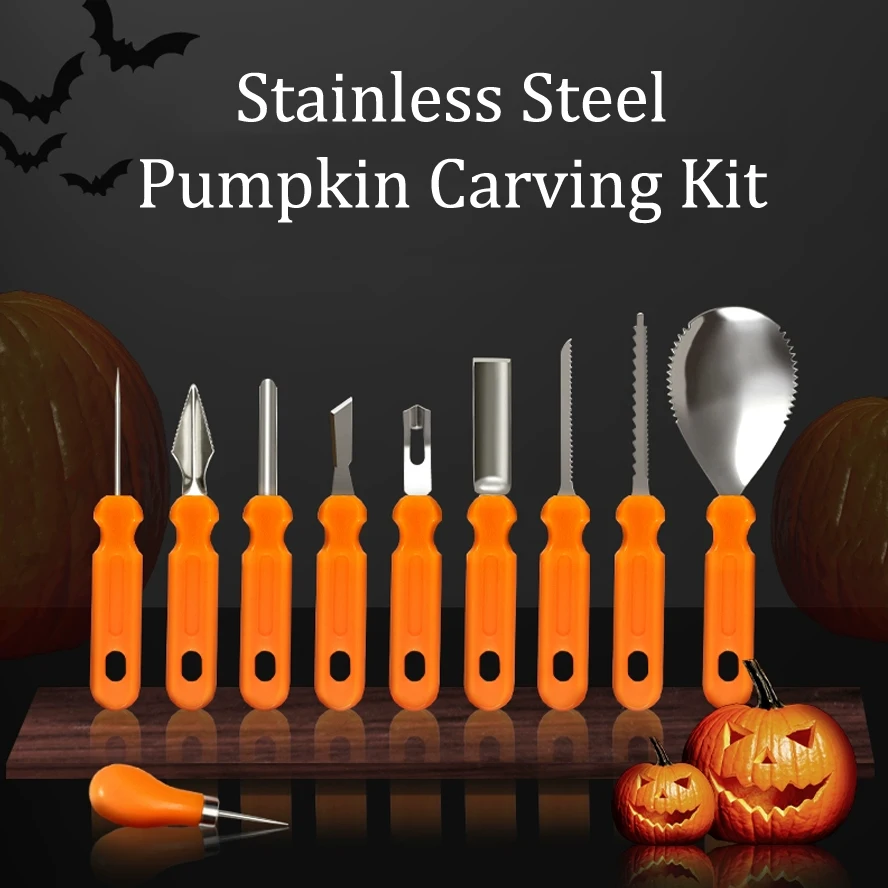 10 pcs Vegetable Fruit Carving Tools Set, Stainless Steel Clay Sculpting Tools for Pumpkin, Clay, Soap Craft Halloween & DIY Art