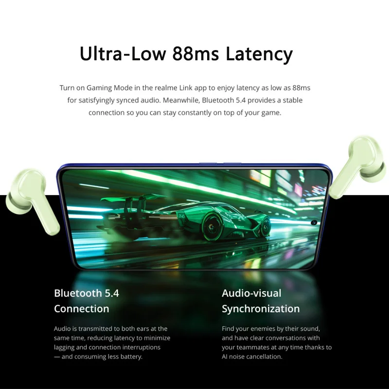جديد Realme Buds T110 الإصدار العالمي TWS سماعة لاسلكية AI ENC بلوتوث 5.4 38 ساعة عمر البطارية IPX5 سماعة رأس مقاومة للماء