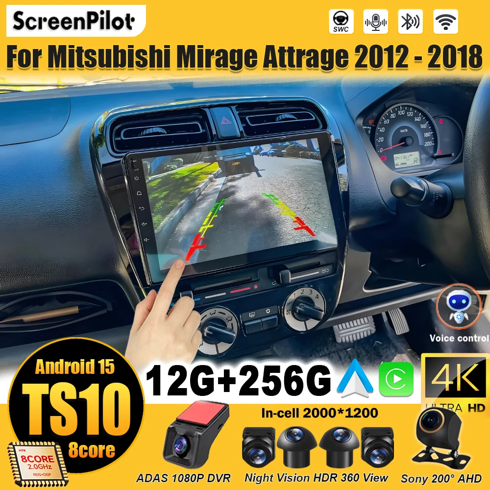 Android 16 For MITSUBISHI Mirage Spacestar Attrage 2012-2018 Car Radio Multimedia Video Player Stereo Head Unit 2 din Bluetooth