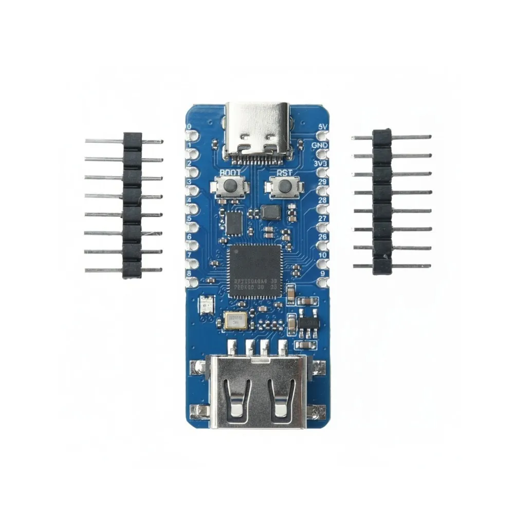RP2350A MCU Board Type-C Powered USB-A Expansion W25Q16 Flash BOOT Reset Buttons Compact Half-hole Embedded Controller Module