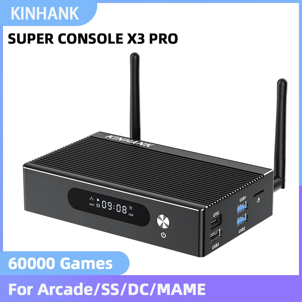 

Консоль Kinhank X3 Pro S905X3 для видеоигр, 60000 игр для аркадных игр/SS/DC/MAME, игровая консоль с геймпадами, медиаплеер