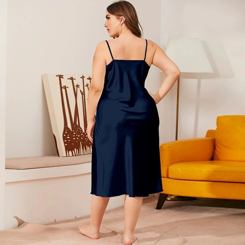 Plus Size Sleeveless Nightdress One Piece Swing Collar Sling Loose Home Sleepwear Suspenders Dress for Women Summer Pajamas