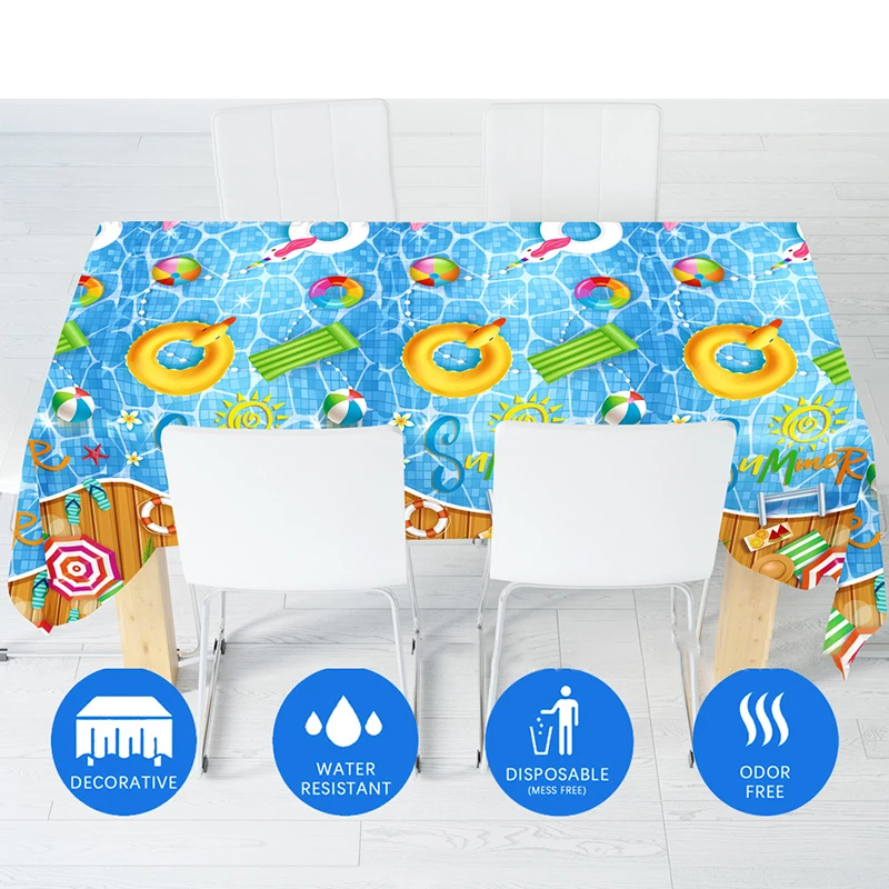 Mantel desechable de PE para fiesta de verano, cubierta de mesa de helado de Chocolate, decoración de fiesta de cumpleaños
