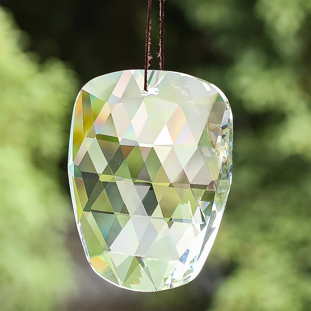 Brilliant Grid Crystal Suncatcher Prism Pendant Rainbow Maker Glass Faceted Sunshine Catcher Windows Hanging Decor Photo Props