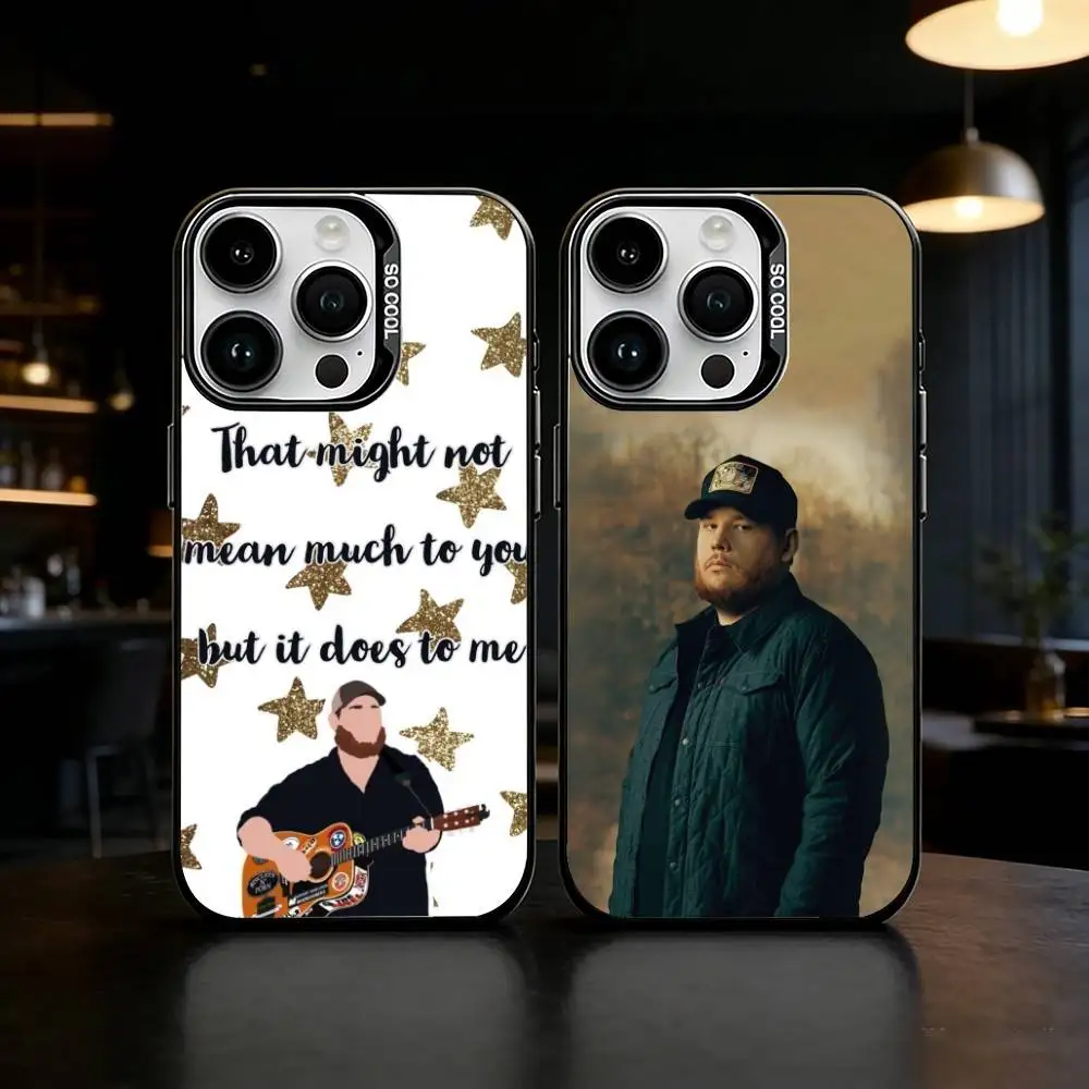 

L-Luke Combs Phone Case For iPhone 17 16 15 14 13 12 11 Pro Max Plus Silver Matte Black Cover