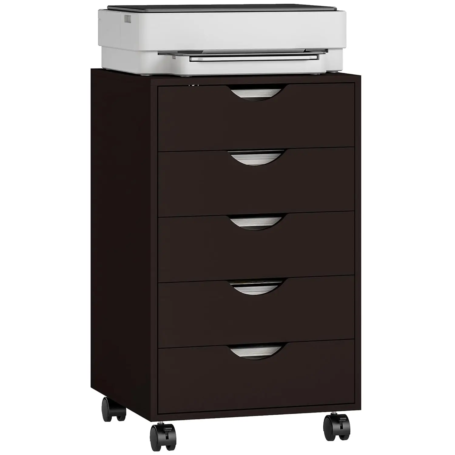 

Мобильная подставка для принтера с 5 выдвижными ящиками, в скандинавском минималистичном стиле, на колесиках, коричневая, на заказ