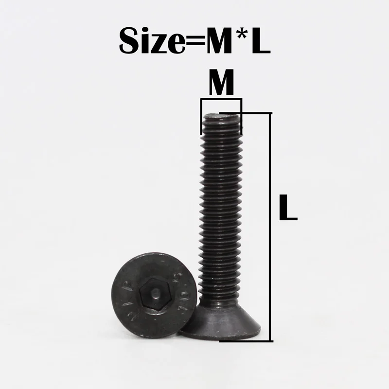 Inbus schraube und Mutter din7991 m2 m3 m4 m5 m6 schwarz Klasse 10,9 Kohlenstoffs tahl Sechs kant buchse flache Senkkopf Inbus schraube – Detail 1