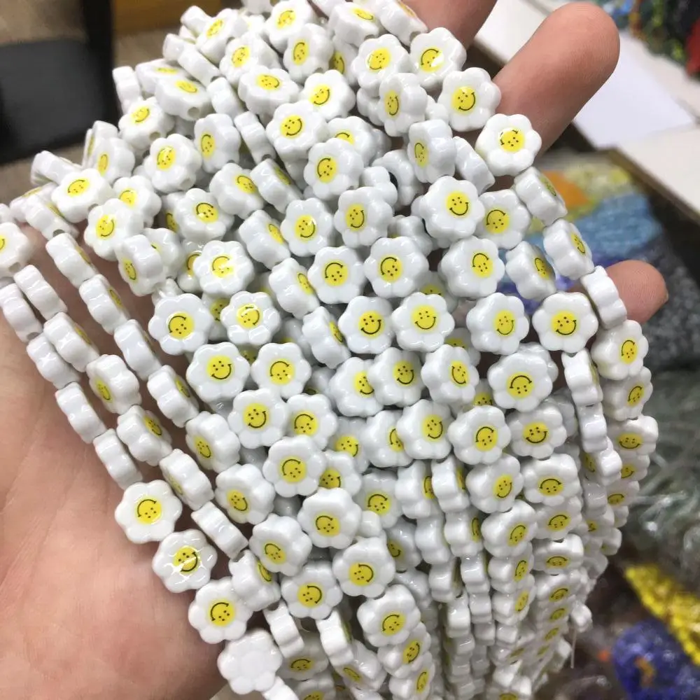 Glass Smile Flower Bead Cute Lampwork Glass Loose Beads For Jewelry Making DIY Bracelet Necklace Accessroeis