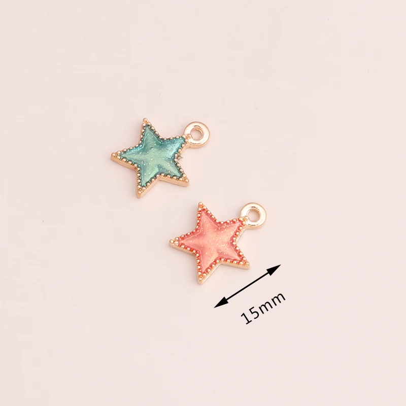 Leslie 10pcs/lot 16x18mm Enamel Black Five-pointed Stars Charms for DIY Earrings Necklaces Pendants Jewelry Making Accessories – Detail 7