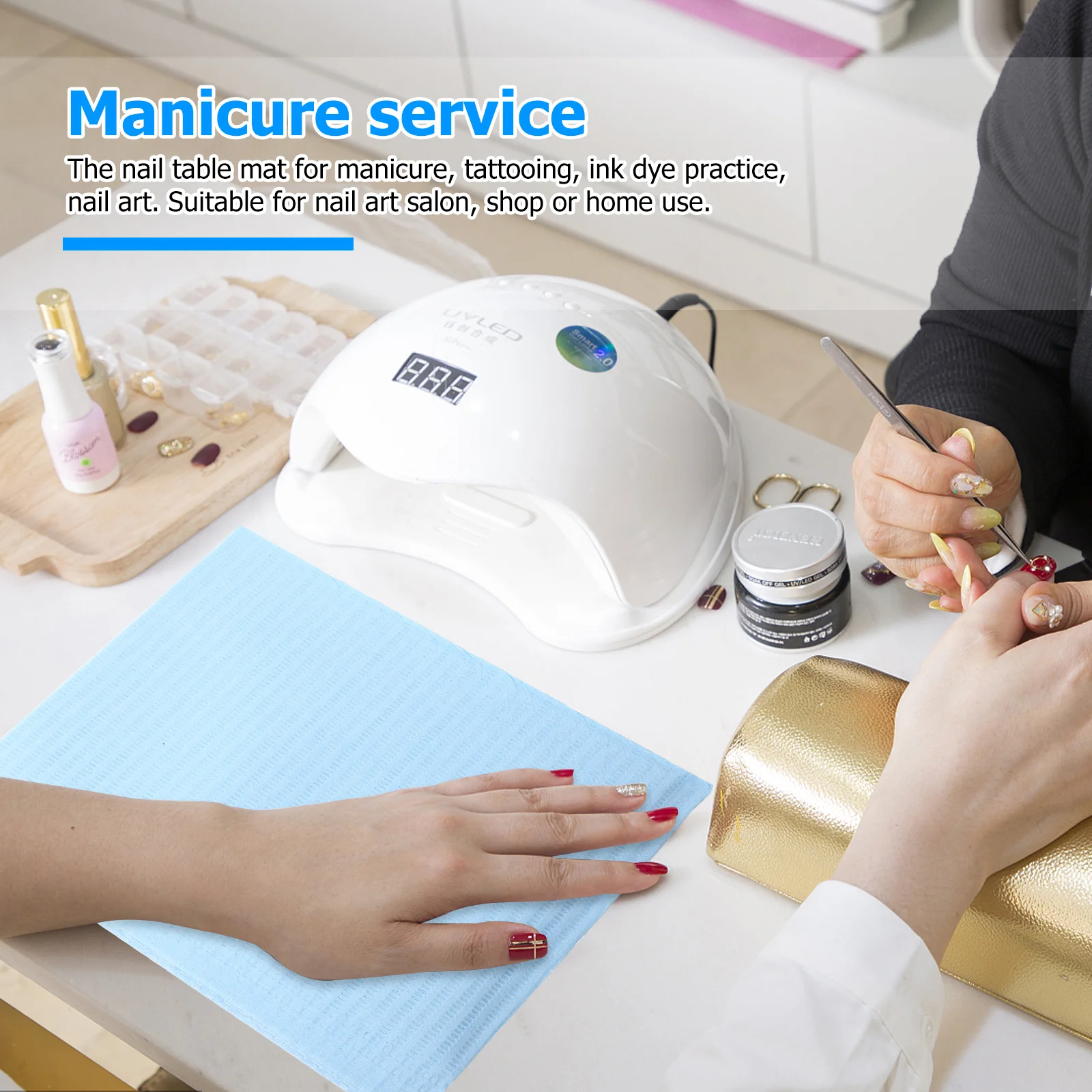 

125Pcs Disposable Nail Mat Waterproof Manicure Pad Salon Table Protector Nail Art Pad for Home Salon Use Disposable Manicure Mat