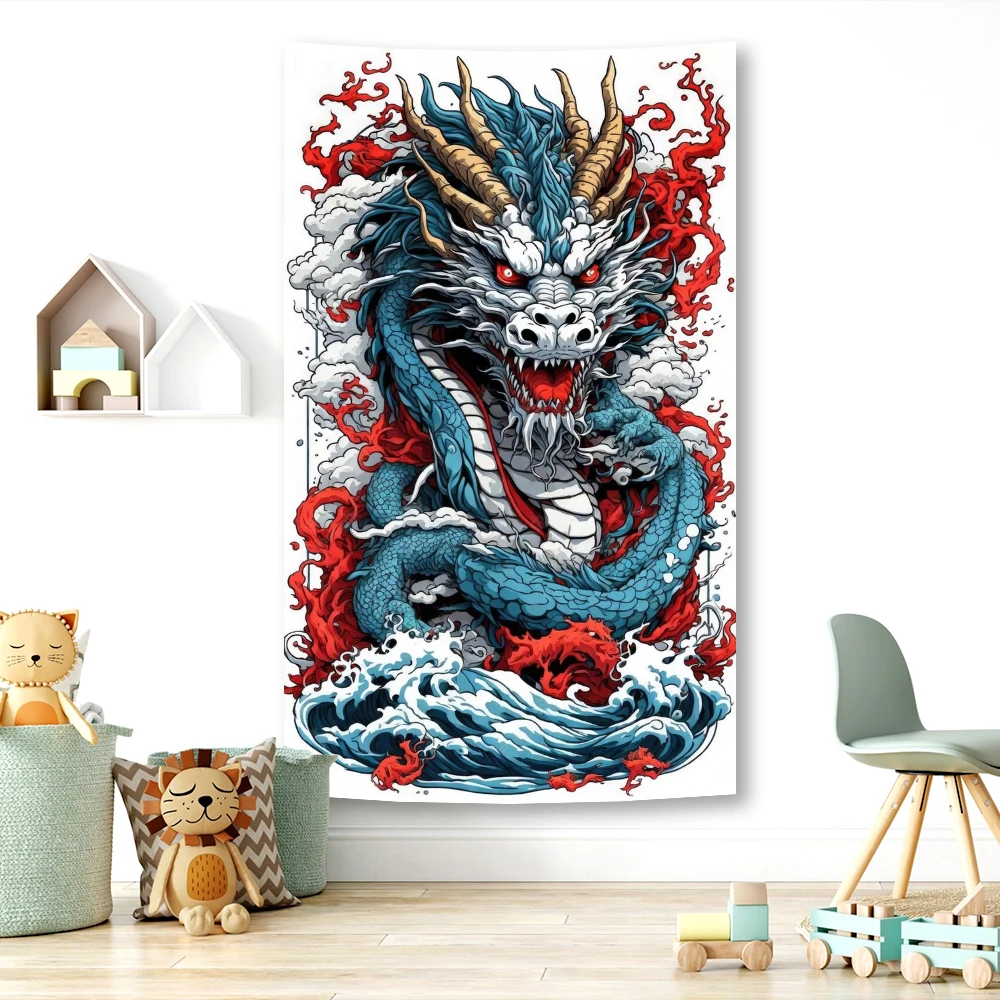 Cool Medieval Dragon Tapestry, Fantasy Animal Dragon Tapestry Wall Hanging For Men Boys Bedroom, Gothic Tapestries Poster Blanke