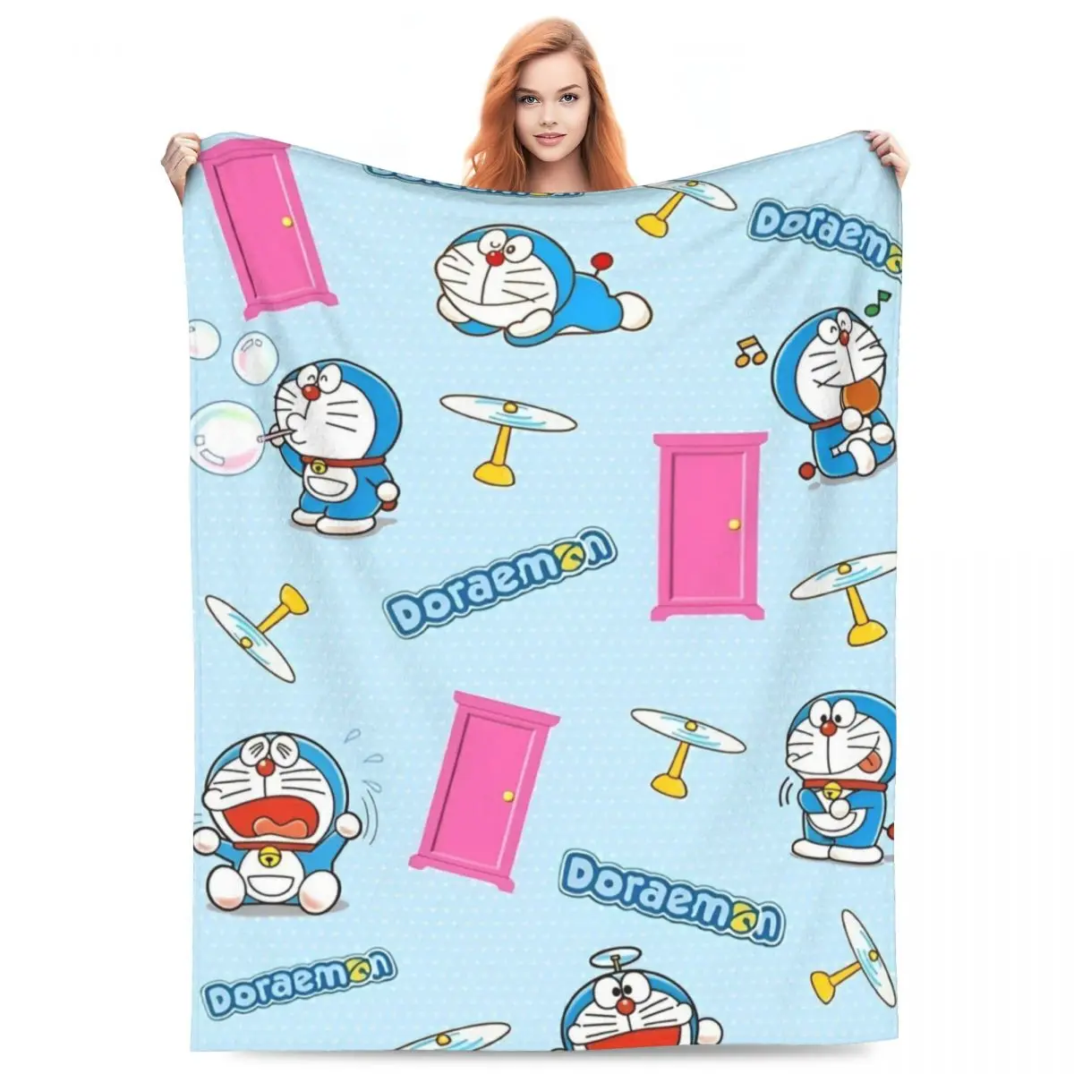 Cartoon D-Doraemon Super Warm Blankets Travel Plush Bedding Throws Graphic Couch Chair Flannel Bedspread Sofa Bed Cover