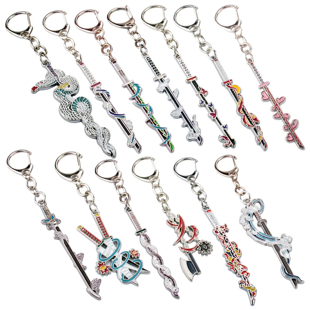 Anime Demon Slayer keychain Enamel Kimetsu no Yaiba Sword model llaveros Badge keyring Cosplay Souvenir Jewelry charms Gift