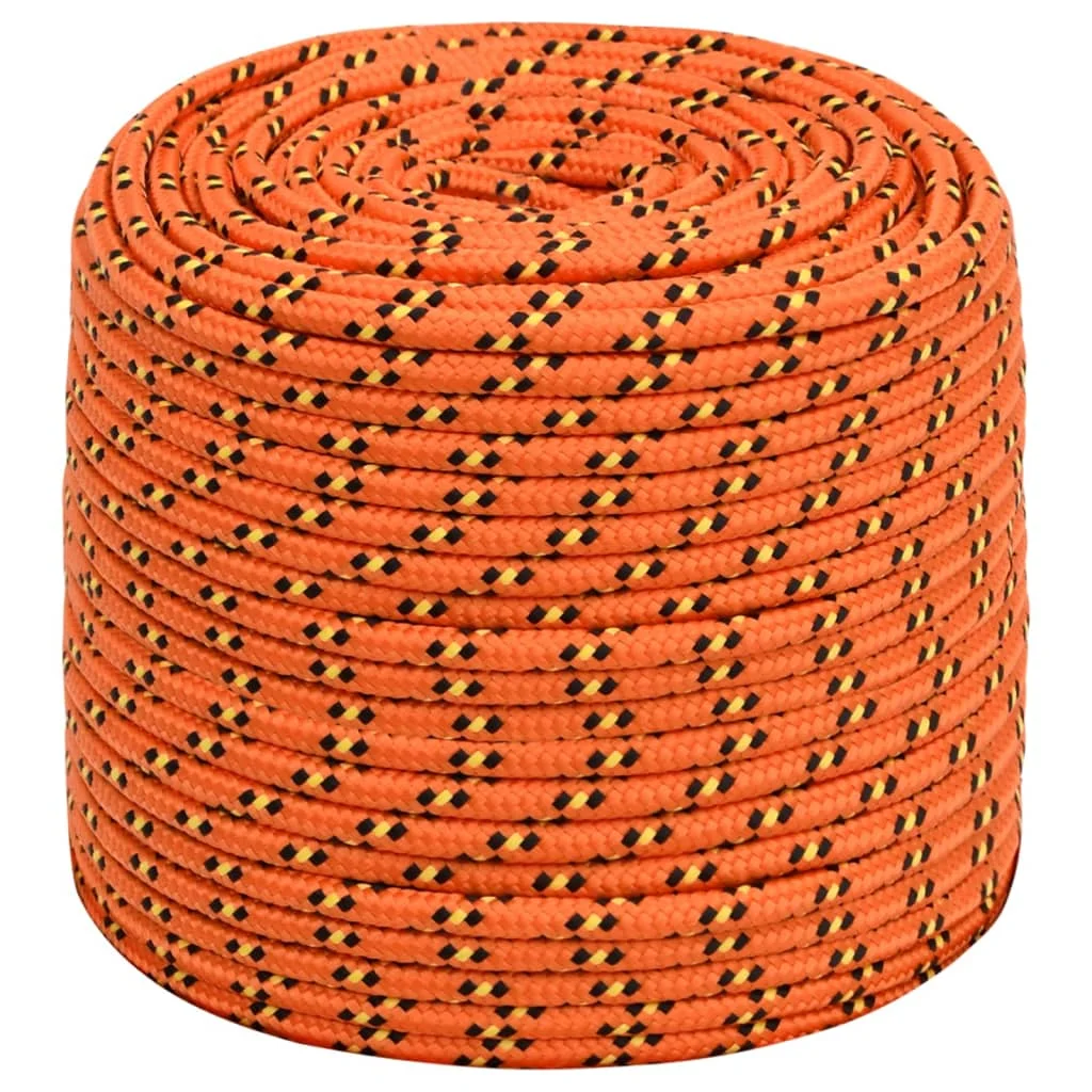 10mm Orange Polypropylene Boat Rope - 50m, Versatile for Sailing, Camping & Outdoor Activities