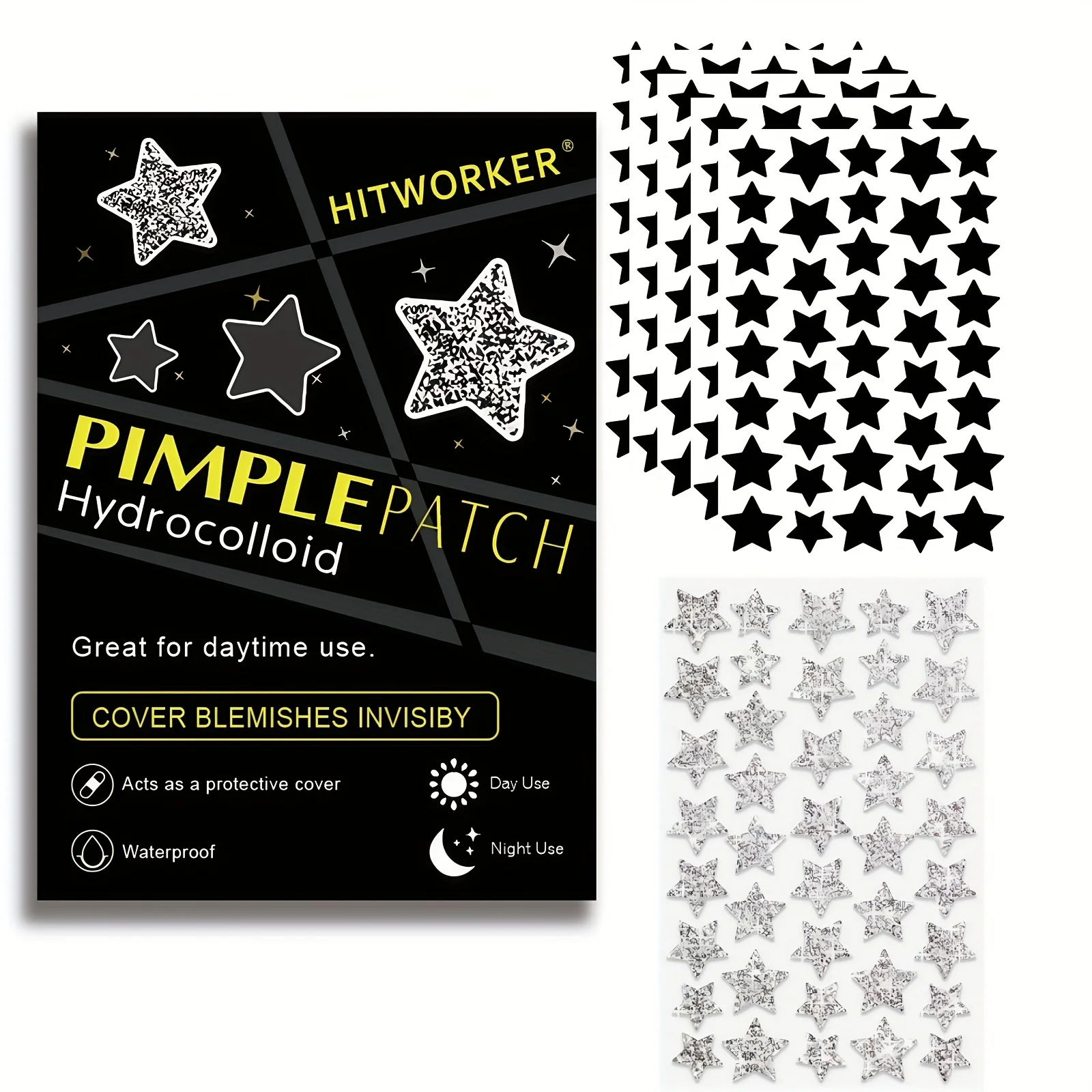 

240pcs Star Acne Black Hydrocolloid Acne Stickers Facial Skincare Isolation Air Pollution Closed Acne Blemish Coverup Cream