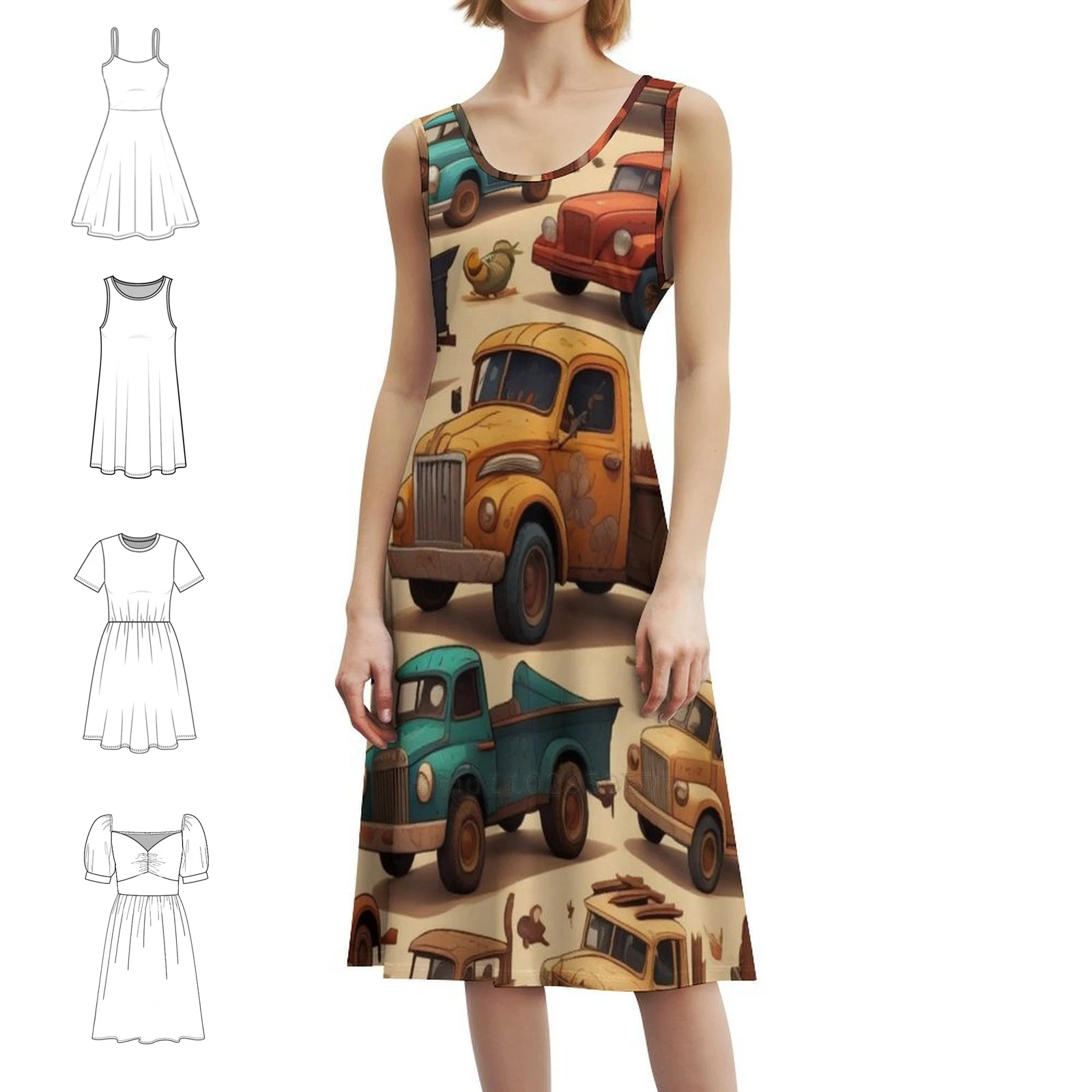 فستان كلاسيكي للشاحنات الصغيرة على الطراز الكوري للنساء فستان كاجوال أنيق للحفلات أو الارتداء اليومي للسيارات والسيارات الكلاسيكية #1