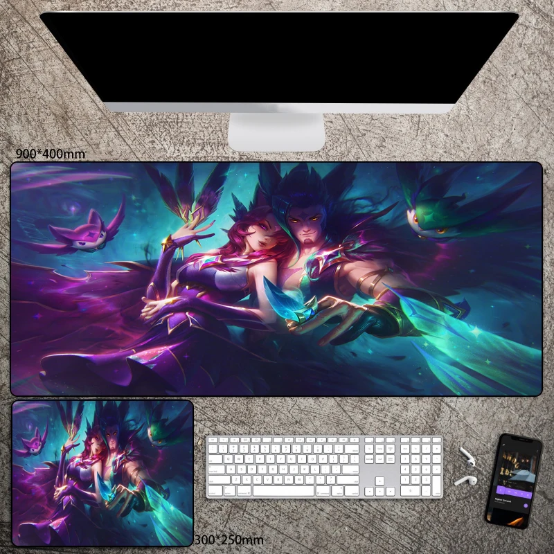 

Xayah & Rakan League of Legends Mange Mouse Pad XXL Gamer Computer Desk Mat Gaming Accessories Kawaii Anime Mousepad Pc Cushion