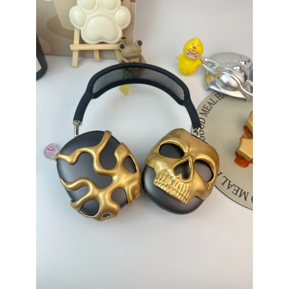 Cabeça de crânio fone de ouvido caso protetor 3d para airpodsmax1/2 resina casca dura ergonomia fone de ouvido caso wireles acessório leve