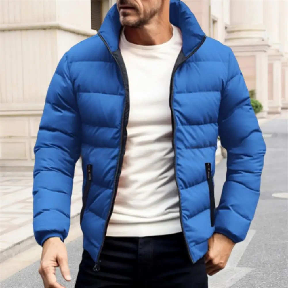 Men Coat Stand Collar Plus Size S-3XL Men's Fashion Autumn and Winter Puffer Cotton Coat