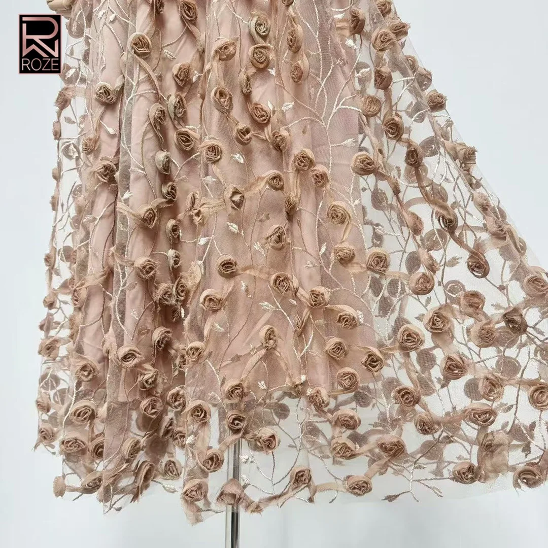 Lente/zomer bloemenjurk met V-hals - Dames sexy doorschijnende mesh-jurk met 3D-borduurwerk voor feesten Bodycon-jurken