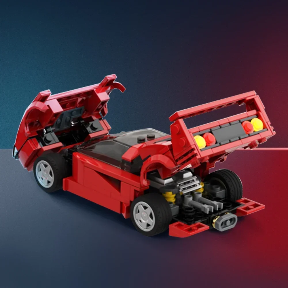 EKbricks MOC F40 Supercar Bricks Red Classic Racing Beroemde Rode F40 Speed Champions Stad Sportwagen Bouwstenen Set Speelgoed Cadeau