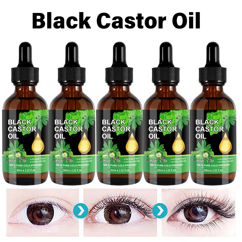 Black Castor Oil 100% Pure Nourishes Fast Hair Growth Skin Massage Essential Oil Eyebrows Growth Prevents Skin Aging Hair Care