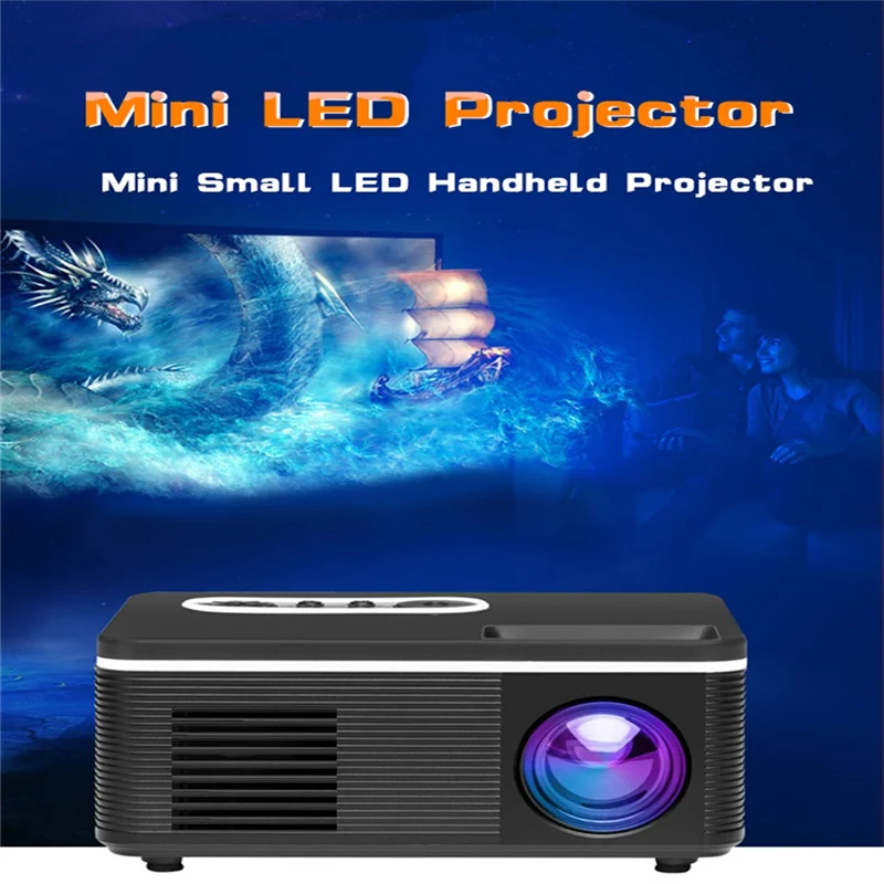 Projector 1080P Mini LED Portable WIFI Full HD Android Correction for Home Theater Portable Mini Projector(B)EU Plug