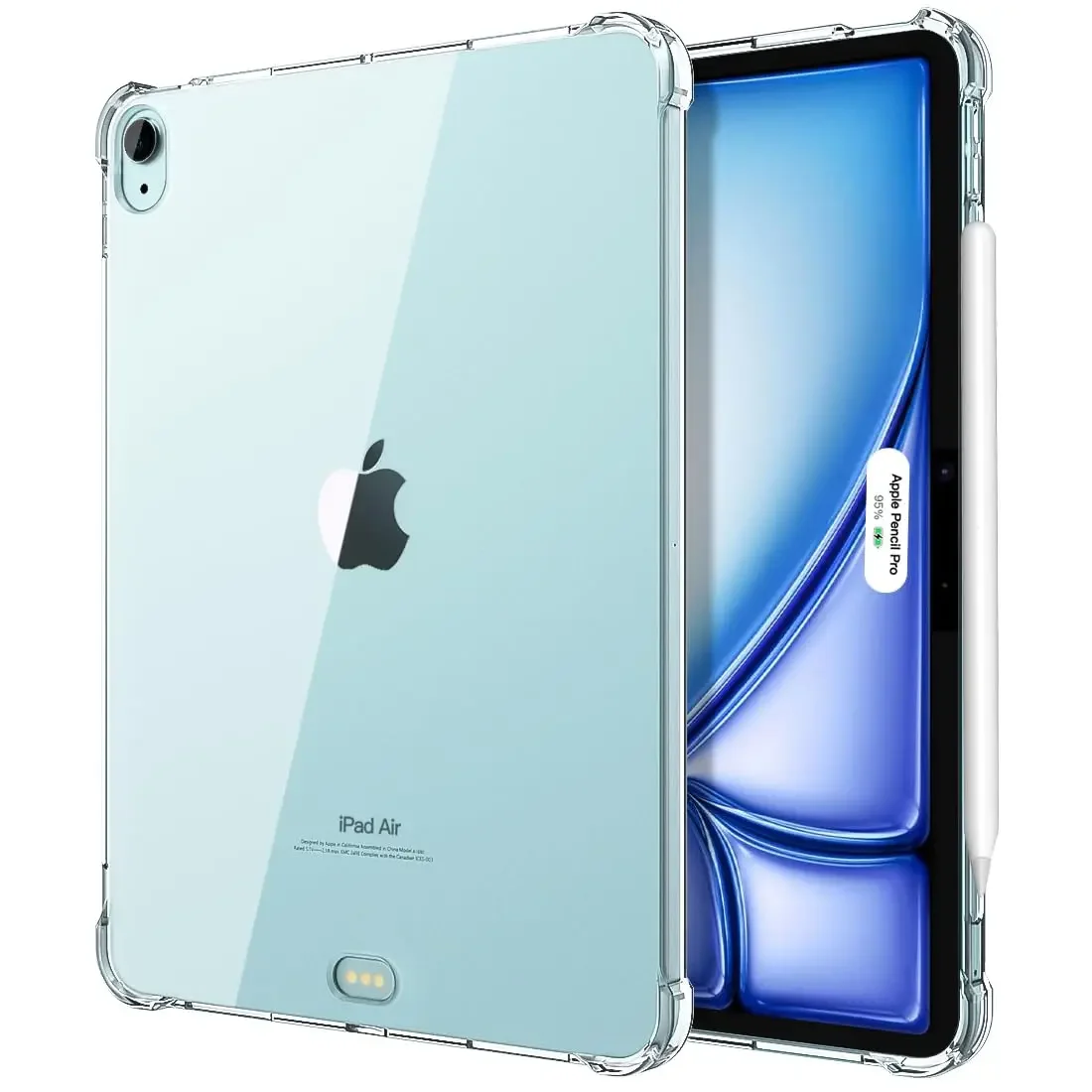 For iPad Air 11 Inch M2 2024 Case Slim TPU Clear Back Protective Cover for iPad Air 6th/5th/4th Generation (2024/2022/2020