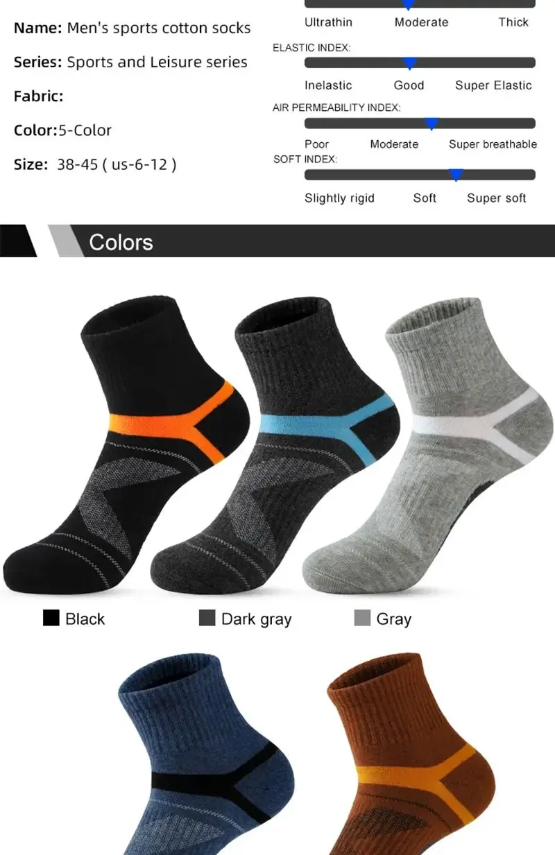 3/5/10/20 Paar Lot Herrensocken Schwarze Sportsocken Casual Run Herbst Winter Hochwertige atmungsaktive Herrensocken – Detail 7