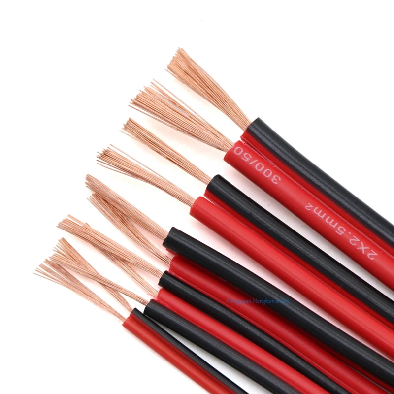 1-100 Meter RVB 2-Wire Electric Cable Strand 0.3/0.5/0.75/1/1.5/2.5mm² Electric Cable Vehicle Line Car Cable Flat Twin Red/Black