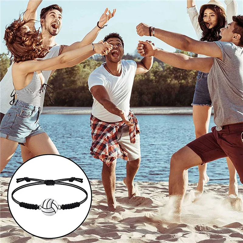 

B48B-40 шт. волейбольные бусины, регулируемые браслеты, вдохновляющий спортивный браслет с мячом для подростков, игроков спортивной команды