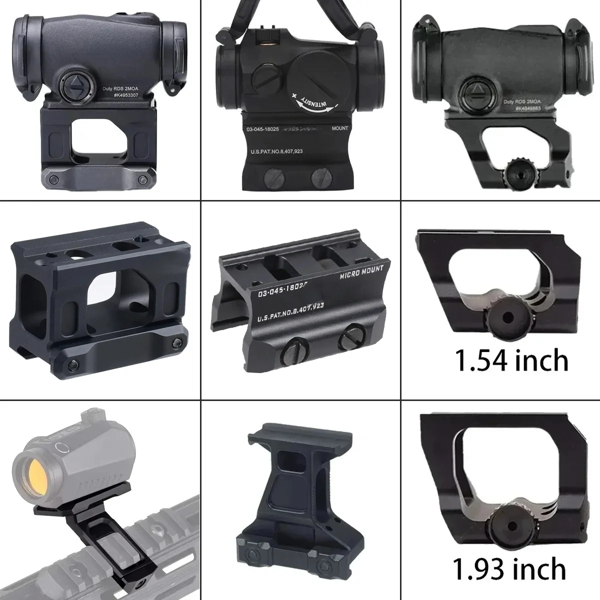 

Tactical Red Dot Sight Mount 1.54"/1.93" Height for 20mm Rail Airsoft Hunting