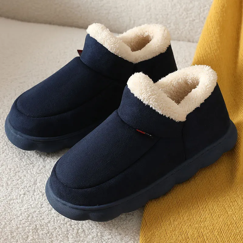 Bebealy New Fur Man Slippers For Women Winter Fluffy Plush Home Cotton Slippers Female Indoor Outdoor Fuzzy Cozy Cotton Shoes