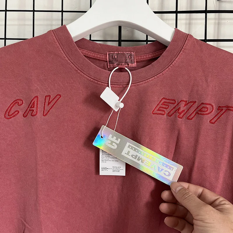 23SS Vintage Washed Old Embroidery Logo CAVEMPT T Shirt Men Women Streetwear Classic Green Red Cav Empt C.E Tee Top With Tags
