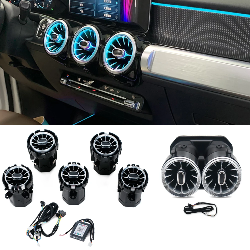

Car 64 Color LED Air Condition Vent Outlet Turbine Air Vent For Mercedes Benz B GLB GLA Class H247 X247 W247