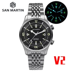 San martin 39mm leyenda diverウォッチsn0141w v2 nh35,機械式自動巻き時計,サファイアクリスタル,200m,防水,発光