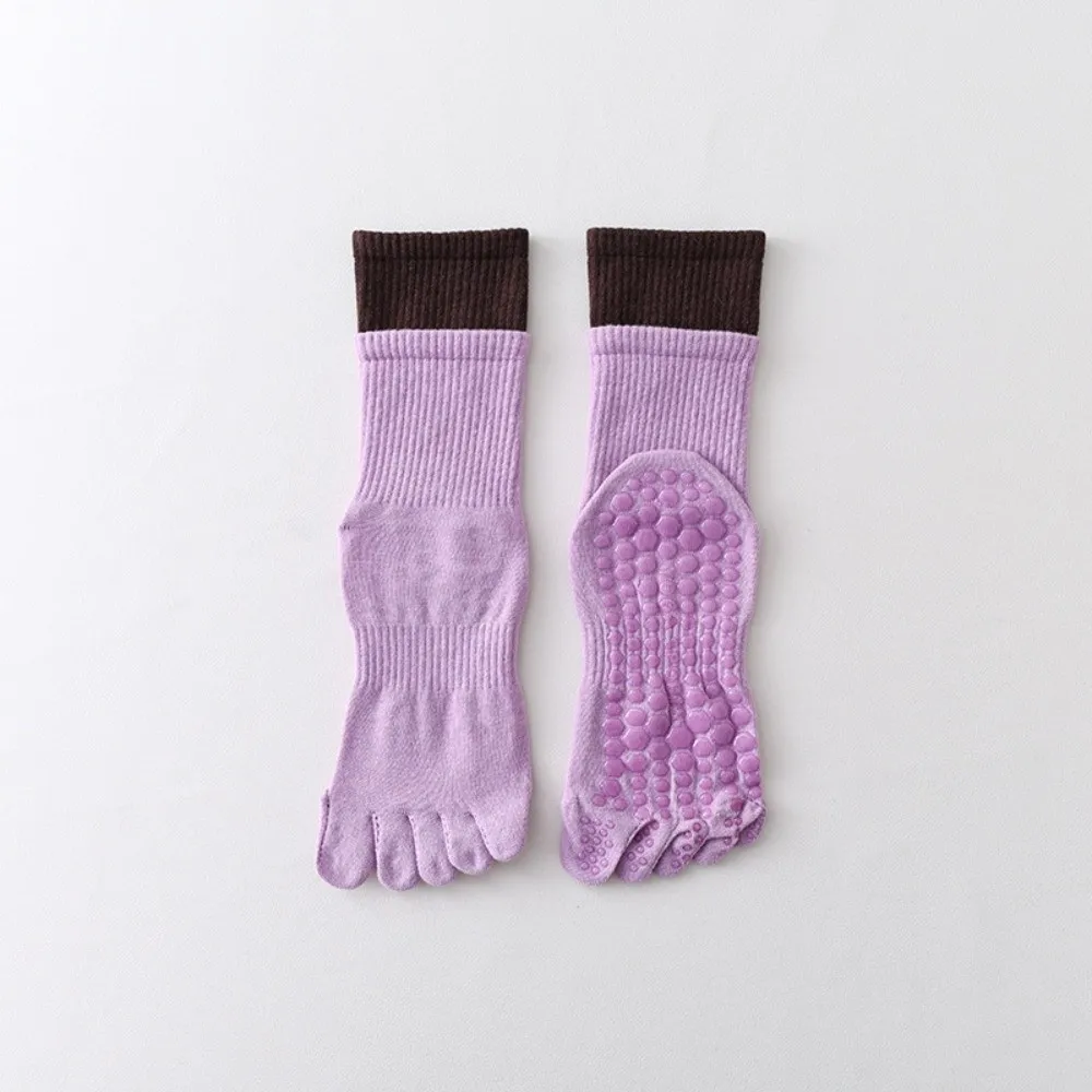 

Дышащие носки для йоги с пятью пальцами, хлопковые спортивные носки для зала, впитывающие пот, с силиконовыми противоскользящими элементами, для пилатеса и фитнеса