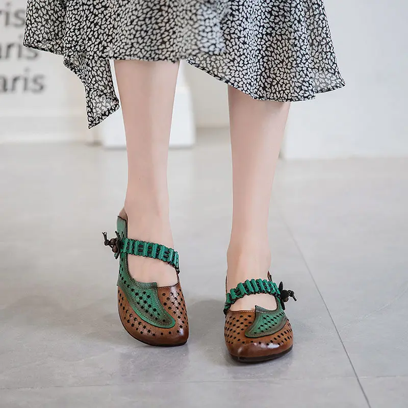أحذية نسائية من الجلد للربيع والخريف، أحذية مسطحة للأمهات غير قابلة للانزلاق، مقاس كبير، أحذية فردية ناعمة من الأسفل