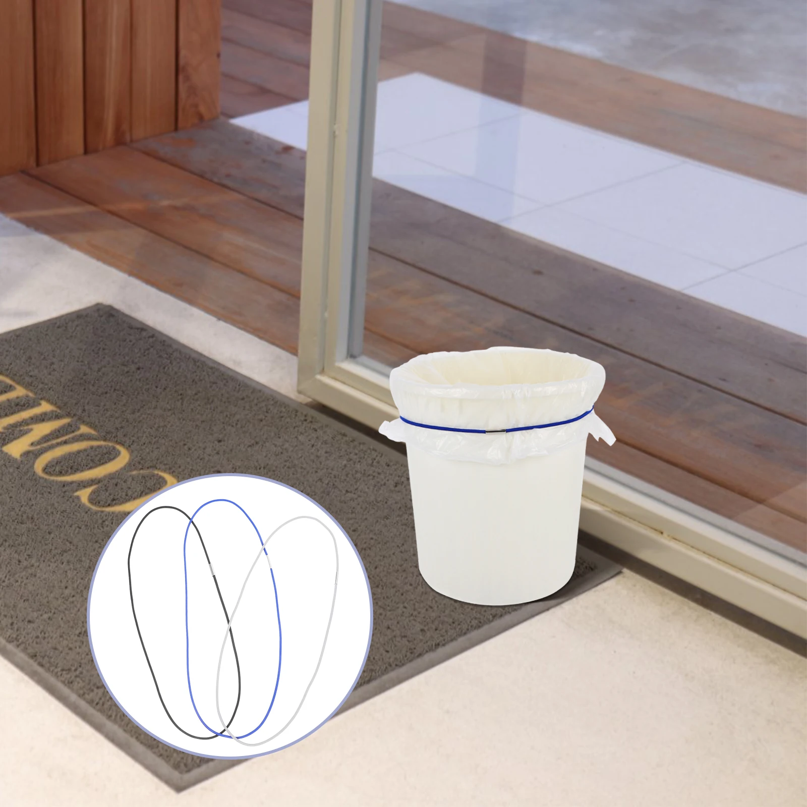 

3 pcs Heavy Duty Garbage Can Bands Secure Fit Stretchable Nylon Trash Bag Holders For Kitchen Waste Bins Odor Control