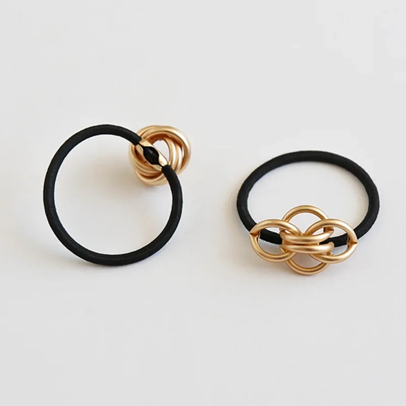 Metal Round Hair Ties Ponytail Rope Gold Color Hair Rope Elastic Hair Band for Women Fashion Jewelry Headwear Korean Accessories