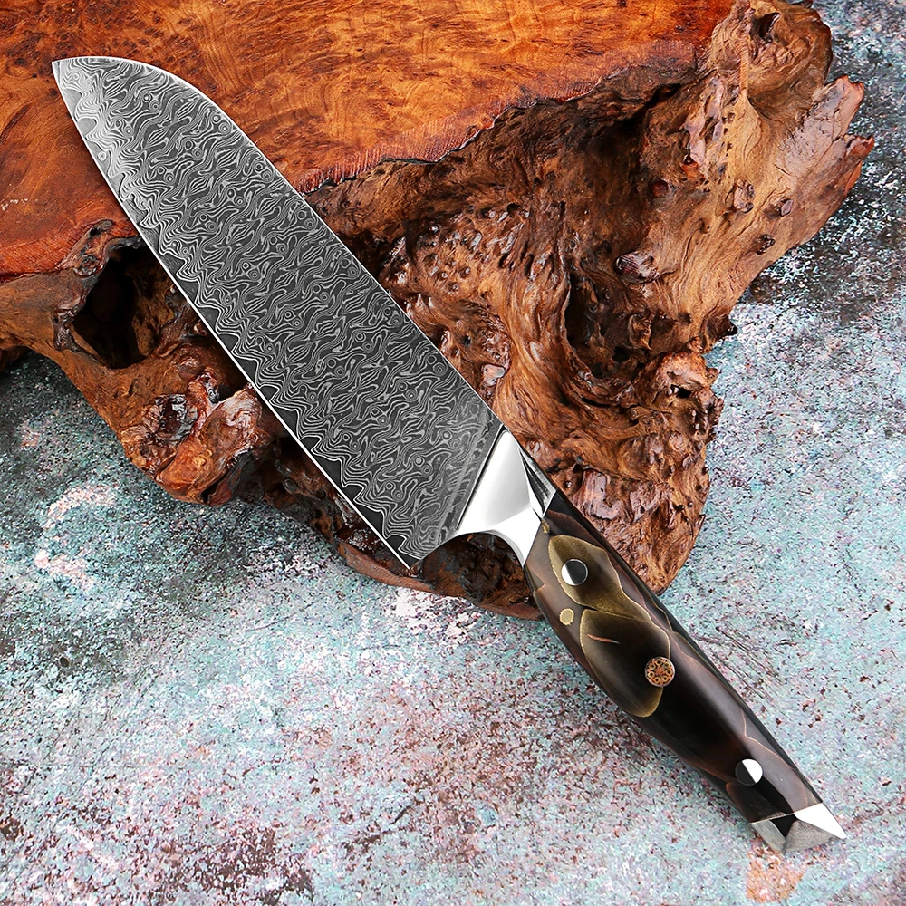 

Premium 67-Layer Damascus Steel Santoku Knife Razor-Sharp Japanese Chef's Knife for Meat Cutting and Slicing Ergonomic Handle