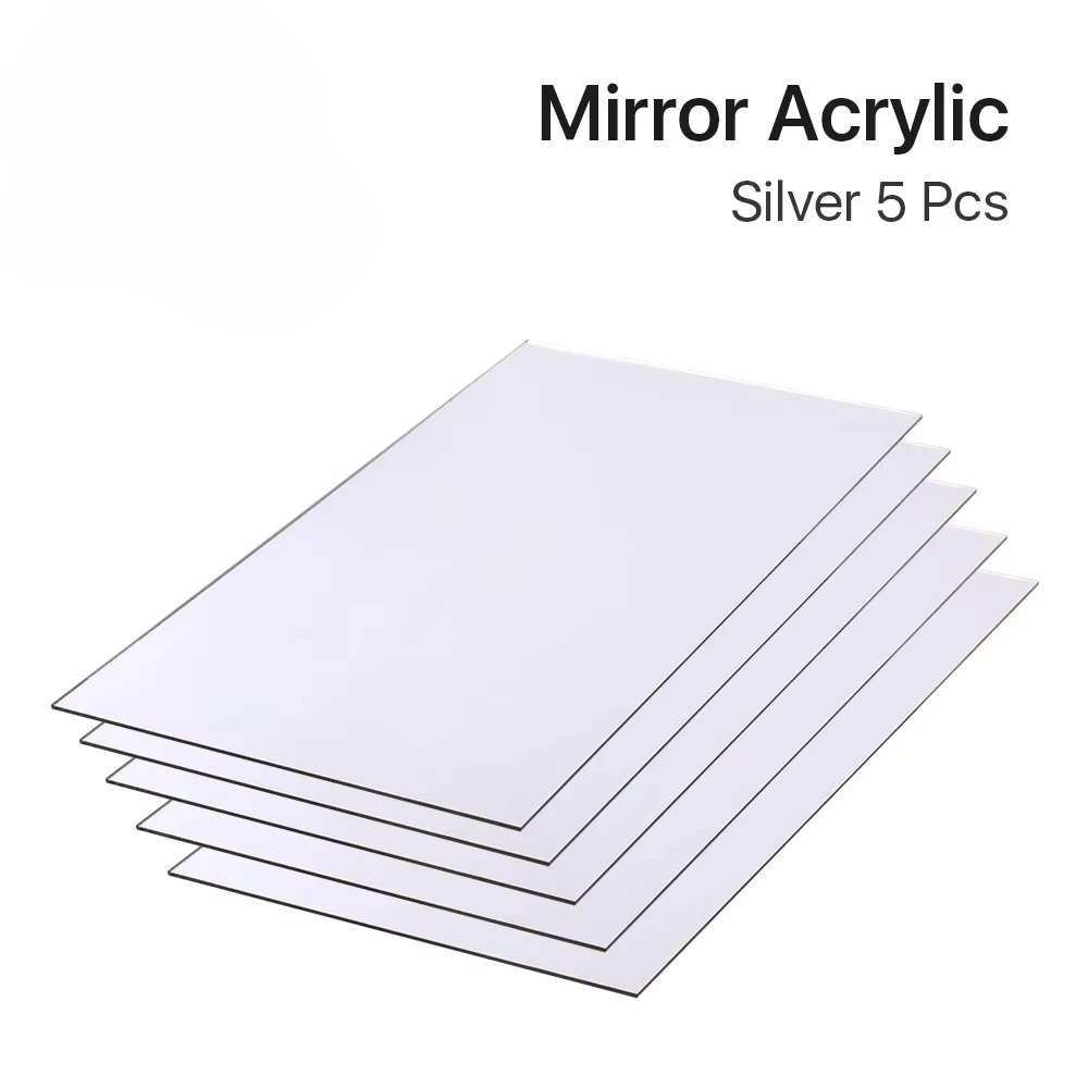 Mirror Acrylic 5pcs Gold Silver 30*60*0.3cm DIY Testing Material Wholesale for Co2 Cutting & Engraving Machine