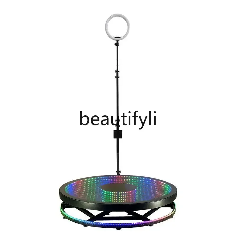 

360-Degree colorful ring photo booth live broadcast 360 rotating selfie station