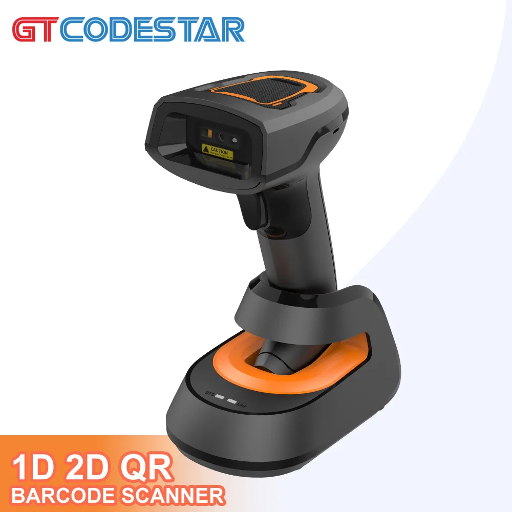 GTCODESTAR 2D Industrial Barcode Scanner Handheld Barcode Reader 2.4G Qr Code Scanner Wireless Scanning Gun with Scanners Stand