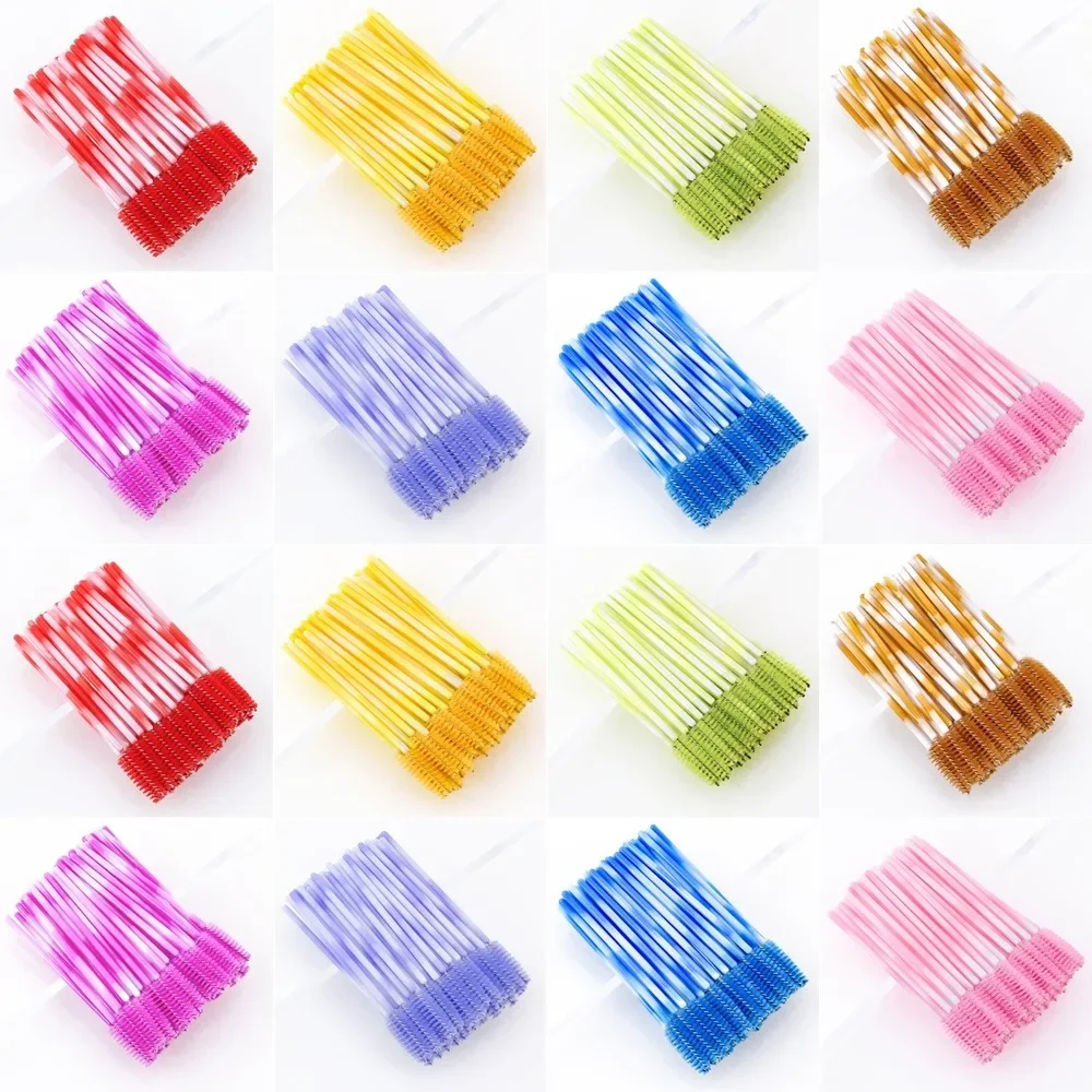 50 Pz/set Usa E Getta Ciglia Sopracciglio Spazzole Strumenti di Estensione Ciglia Mascara Bacchette Applicatore Spooler Ciglia Cosmetici
